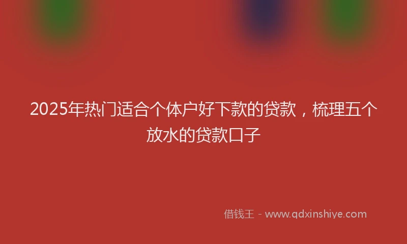 2025年热门适合个体户好下款的贷款，梳理五个放水的贷款口子