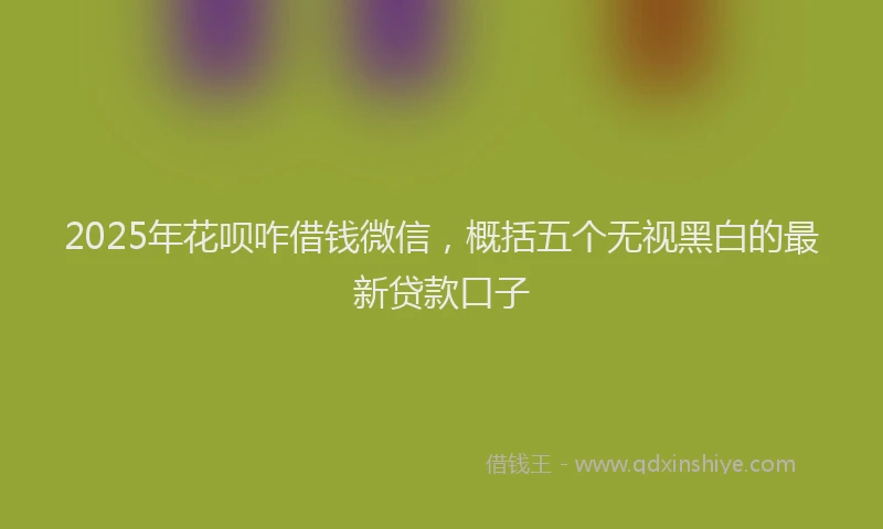 2025年花呗咋借钱微信，概括五个无视黑白的最新贷款口子