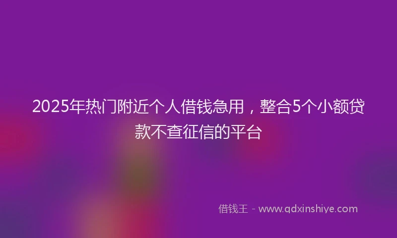 2025年热门附近个人借钱急用，整合5个小额贷款不查征信的平台