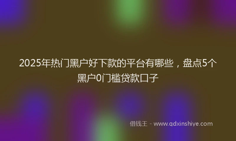 2025年热门黑户好下款的平台有哪些，盘点5个黑户0门槛贷款口子