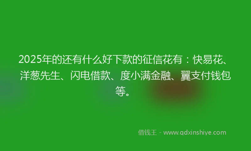 2025年的还有什么好下款的征信花有：快易花、洋葱先生、闪电借款、度小满金融、翼支付钱包等。