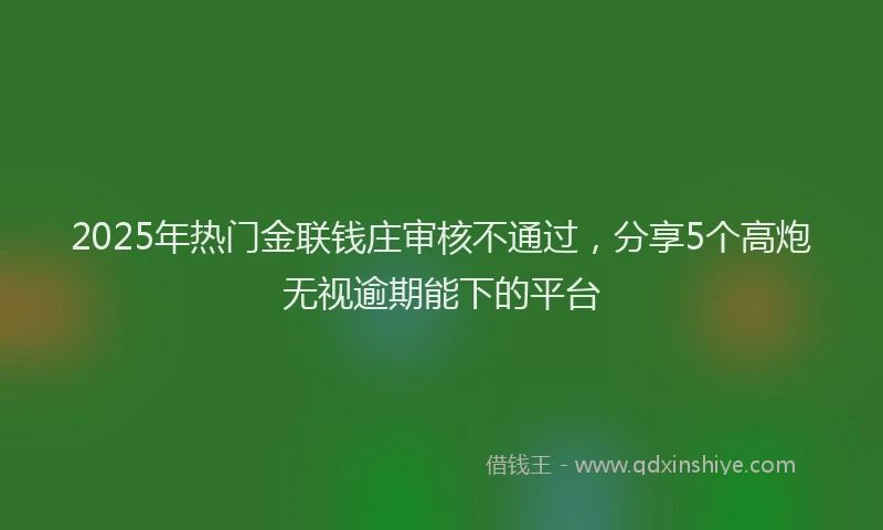 2025年热门金联钱庄审核不通过，分享5个高炮无视逾期能下的平台