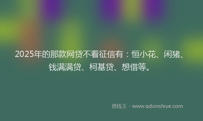 2025年的那款网贷不看征信有：恒小花、闲猪、钱满满贷、柯基贷、想借等。