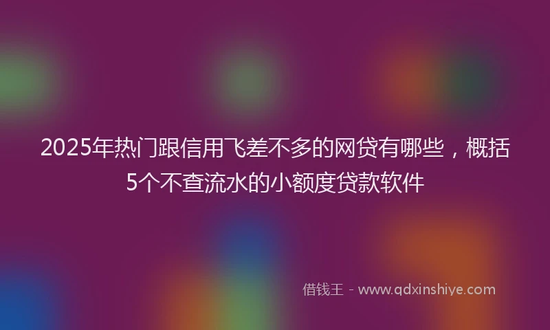 2025年热门跟信用飞差不多的网贷有哪些，概括5个不查流水的小额度贷款软件