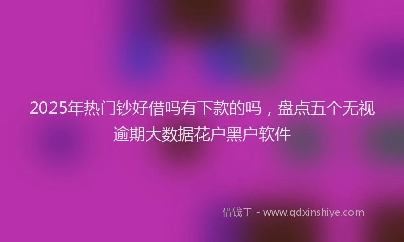 2025年热门钞好借吗有下款的吗，盘点五个无视逾期大数据花户黑户软件