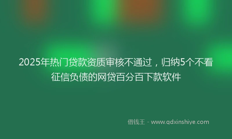 2025年热门贷款资质审核不通过，归纳5个不看征信负债的网贷百分百下款软件
