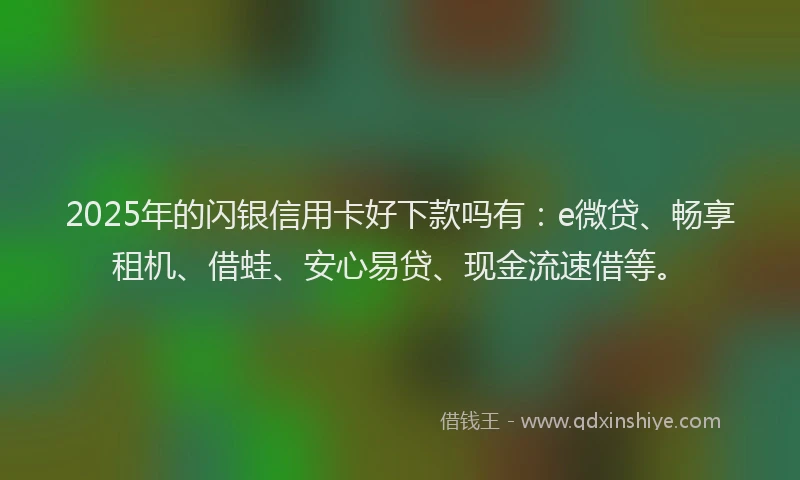 2025年的闪银信用卡好下款吗有：e微贷、畅享租机、借蛙、安心易贷、现金流速借等。