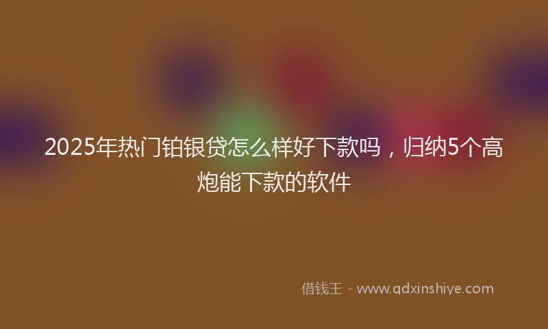 2025年热门铂银贷怎么样好下款吗，归纳5个高炮能下款的软件
