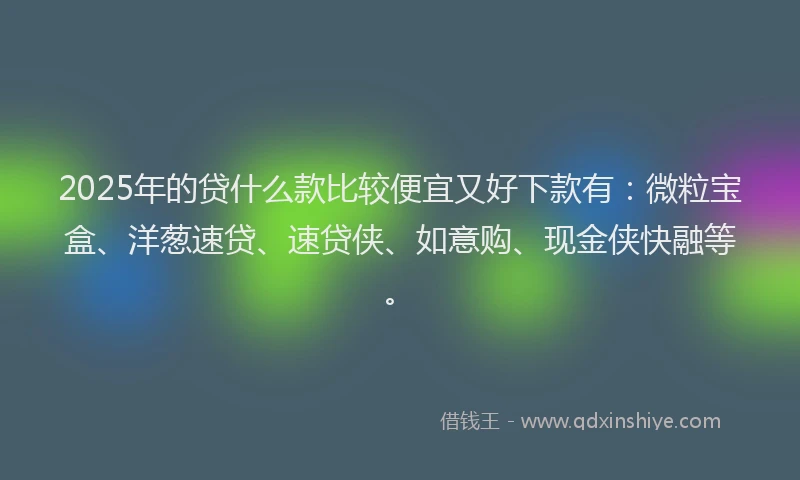 2025年的贷什么款比较便宜又好下款有：微粒宝盒、洋葱速贷、速贷侠、如意购、现金侠快融等。