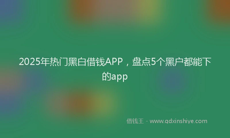 2025年热门黑白借钱APP，盘点5个黑户都能下的app