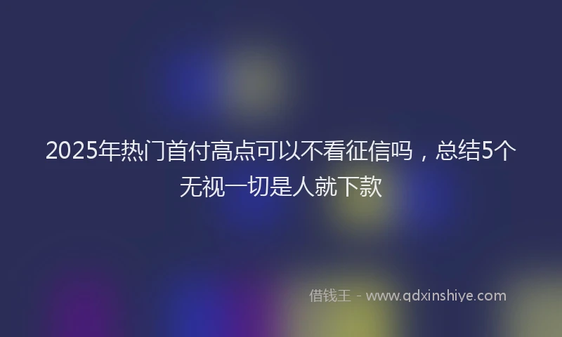 2025年热门首付高点可以不看征信吗，总结5个无视一切是人就下款