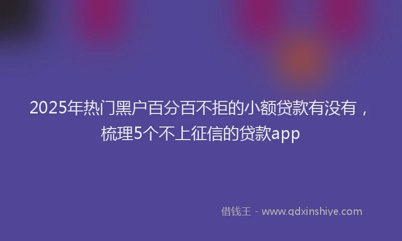 2025年热门黑户百分百不拒的小额贷款有没有，梳理5个不上征信的贷款app
