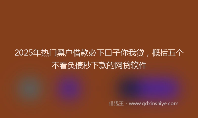 2025年热门黑户借款必下口子你我贷，概括五个不看负债秒下款的网贷软件
