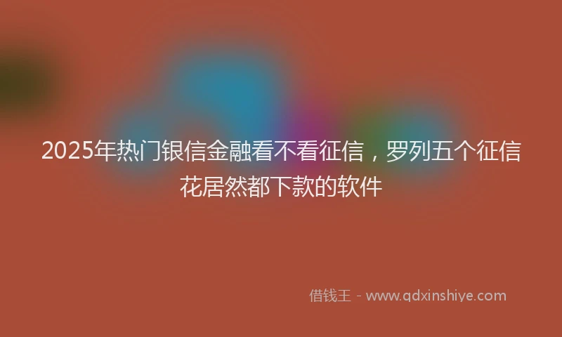 2025年热门银信金融看不看征信，罗列五个征信花居然都下款的软件
