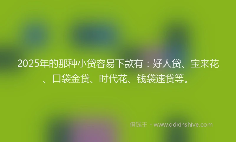 2025年的那种小贷容易下款有：好人贷、宝来花、口袋金贷、时代花、钱袋速贷等。