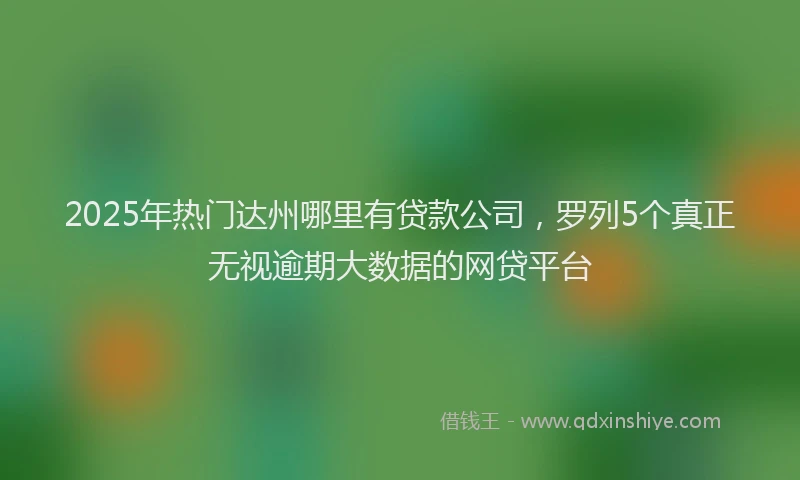2025年热门达州哪里有贷款公司，罗列5个真正无视逾期大数据的网贷平台