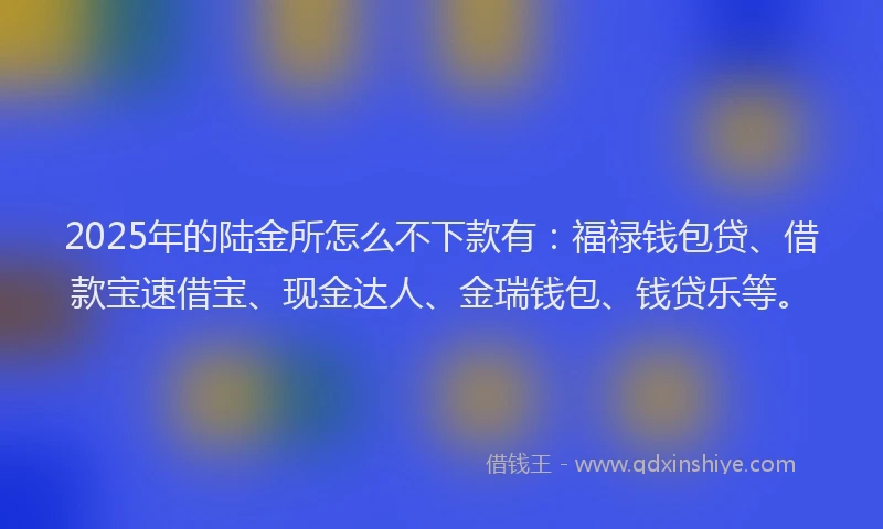 2025年的陆金所怎么不下款有：福禄钱包贷、借款宝速借宝、现金达人、金瑞钱包、钱贷乐等。