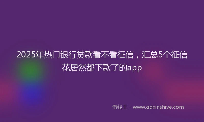 2025年热门银行贷款看不看征信，汇总5个征信花居然都下款了的app