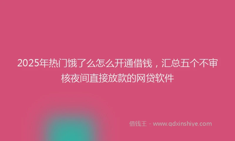 2025年热门饿了么怎么开通借钱，汇总五个不审核夜间直接放款的网贷软件