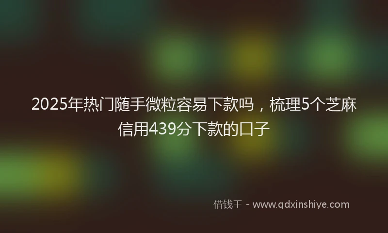 2025年热门随手微粒容易下款吗，梳理5个芝麻信用439分下款的口子