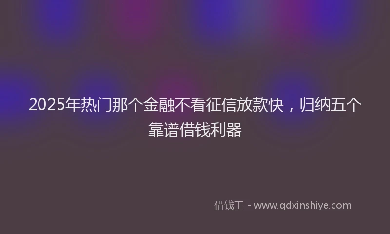 2025年热门那个金融不看征信放款快，归纳五个靠谱借钱利器