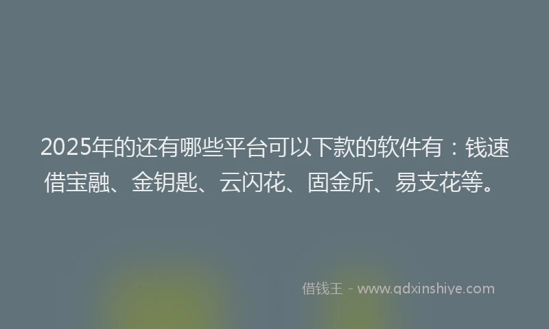 2025年的还有哪些平台可以下款的软件有：钱速借宝融、金钥匙、云闪花、固金所、易支花等。