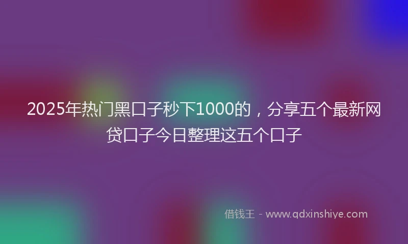 2025年热门黑口子秒下1000的，分享五个最新网贷口子今日整理这五个口子