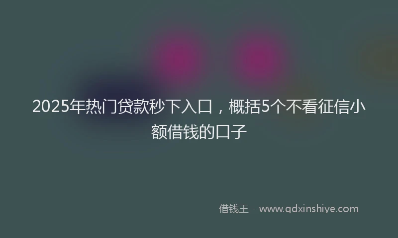 2025年热门贷款秒下入口，概括5个不看征信小额借钱的口子