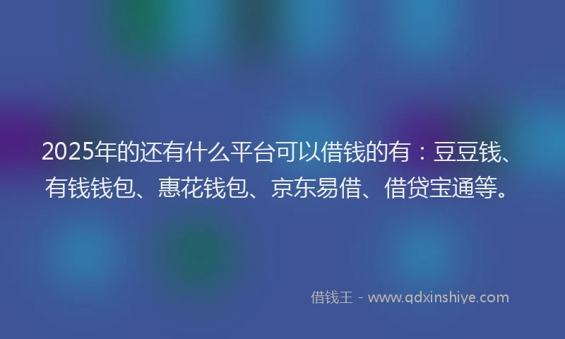 2025年的还有什么平台可以借钱的有：豆豆钱、有钱钱包、惠花钱包、京东易借、借贷宝通等。