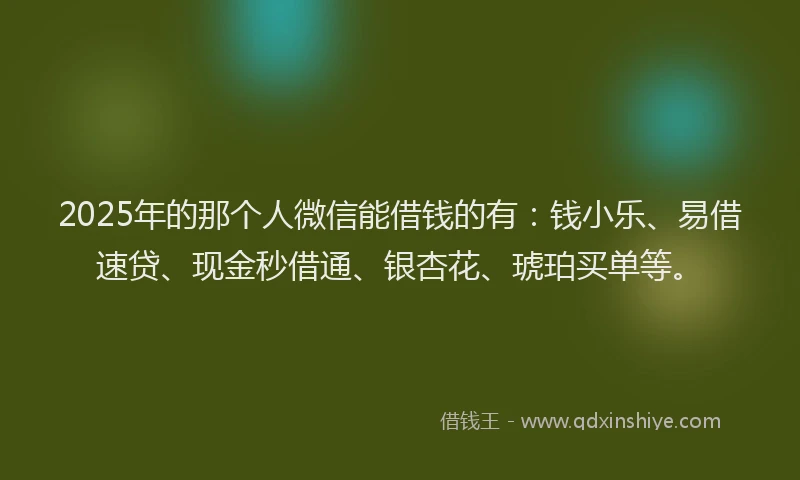 2025年的那个人微信能借钱的有：钱小乐、易借速贷、现金秒借通、银杏花、琥珀买单等。