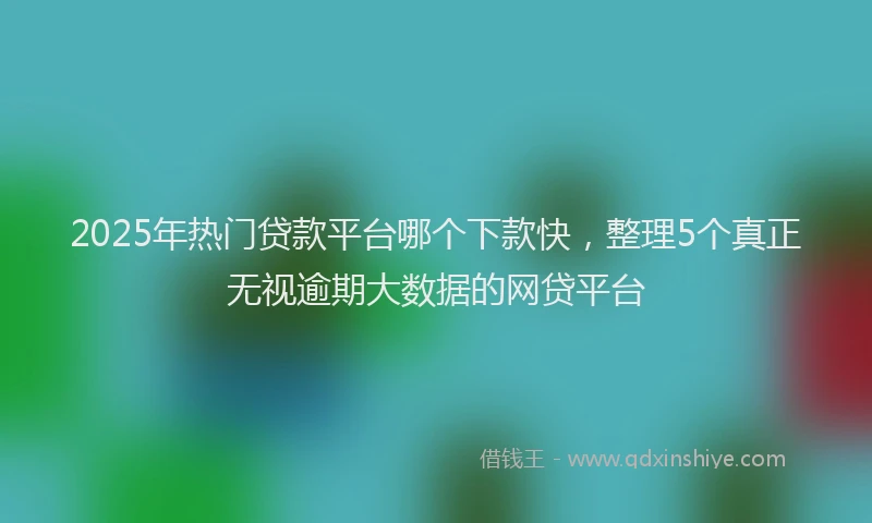 2025年热门贷款平台哪个下款快，整理5个真正无视逾期大数据的网贷平台