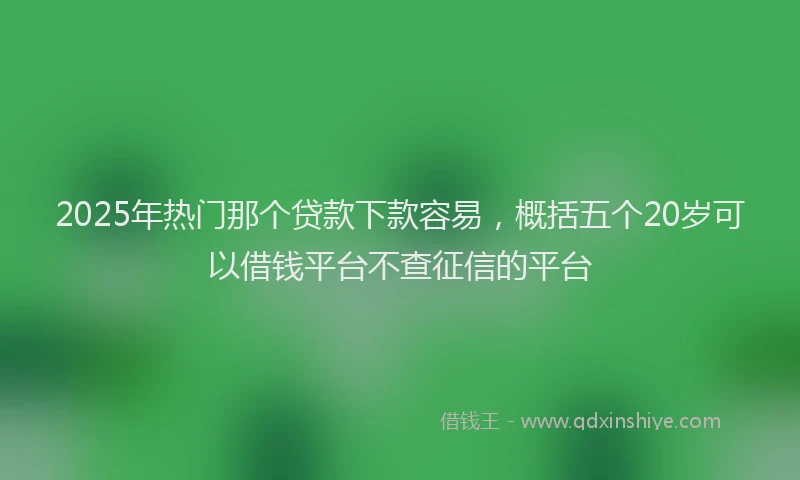 2025年热门那个贷款下款容易，概括五个20岁可以借钱平台不查征信的平台