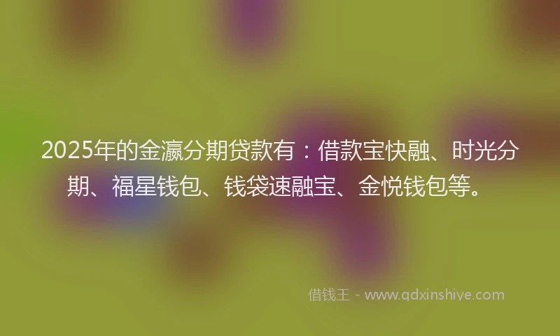 2025年的金瀛分期贷款有：借款宝快融、时光分期、福星钱包、钱袋速融宝、金悦钱包等。