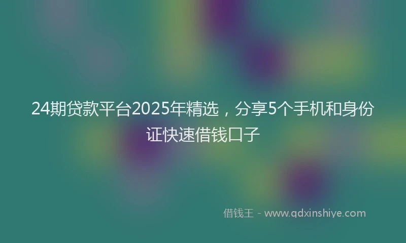 24期贷款平台2025年精选，分享5个手机和身份证快速借钱口子