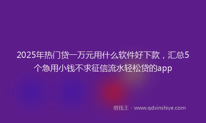 2025年热门贷一万元用什么软件好下款，汇总5个急用小钱不求征信流水轻松贷的app