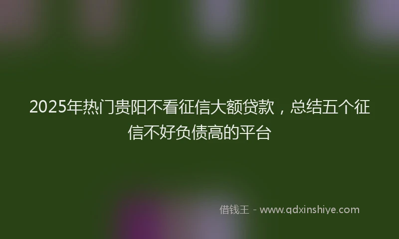 2025年热门贵阳不看征信大额贷款，总结五个征信不好负债高的平台
