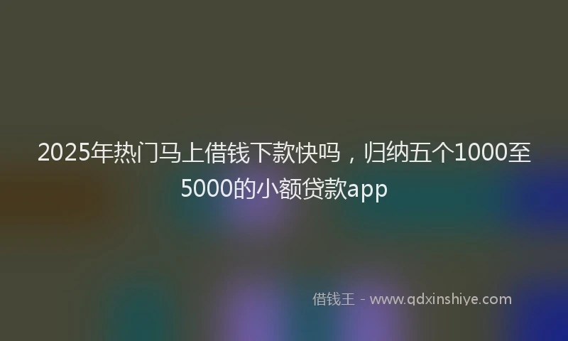 2025年热门马上借钱下款快吗，归纳五个1000至5000的小额贷款app