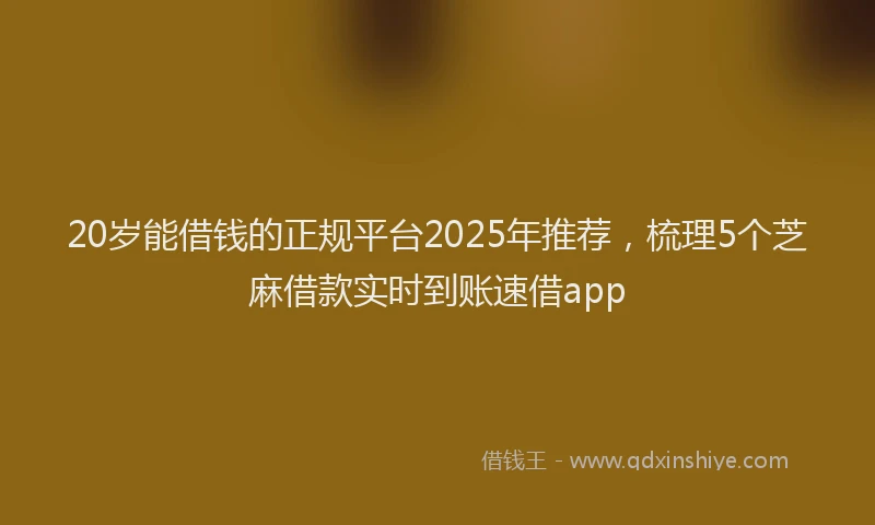 20岁能借钱的正规平台2025年推荐，梳理5个芝麻借款实时到账速借app