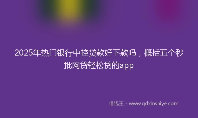 2025年热门银行中控贷款好下款吗，概括五个秒批网贷轻松贷的app