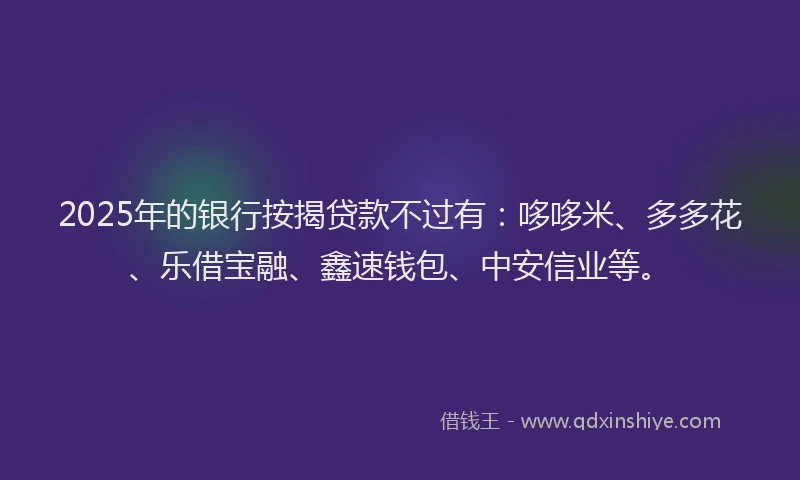 2025年的银行按揭贷款不过有：哆哆米、多多花、乐借宝融、鑫速钱包、中安信业等。