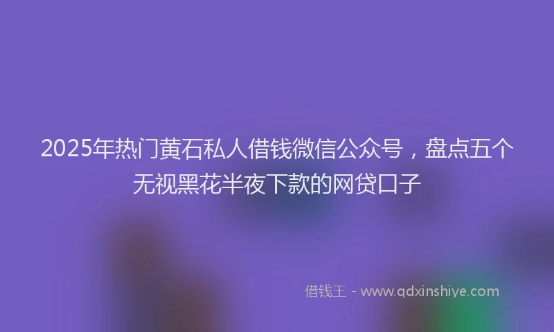 2025年热门黄石私人借钱微信公众号，盘点五个无视黑花半夜下款的网贷口子