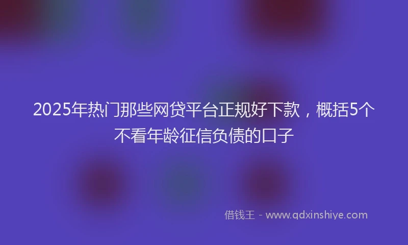 2025年热门那些网贷平台正规好下款，概括5个不看年龄征信负债的口子