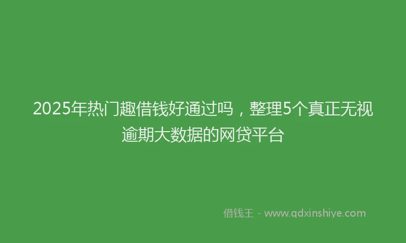 2025年热门趣借钱好通过吗，整理5个真正无视逾期大数据的网贷平台