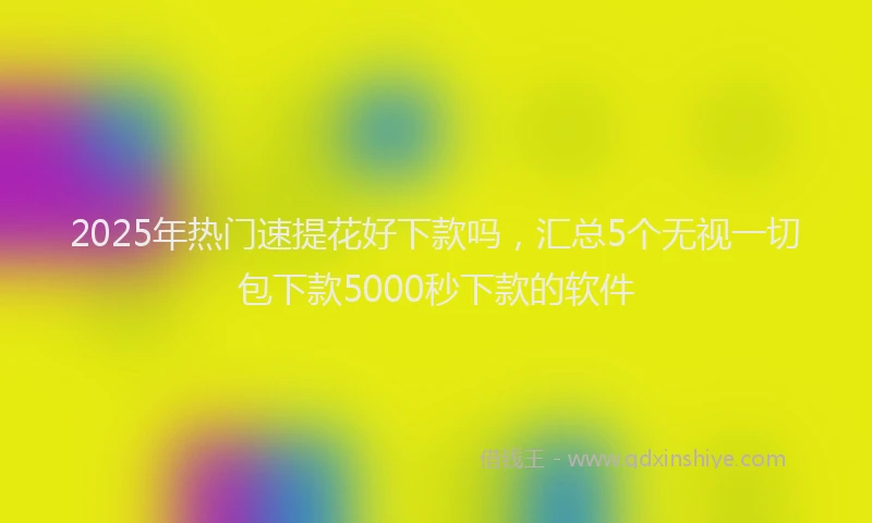 2025年热门速提花好下款吗，汇总5个无视一切包下款5000秒下款的软件