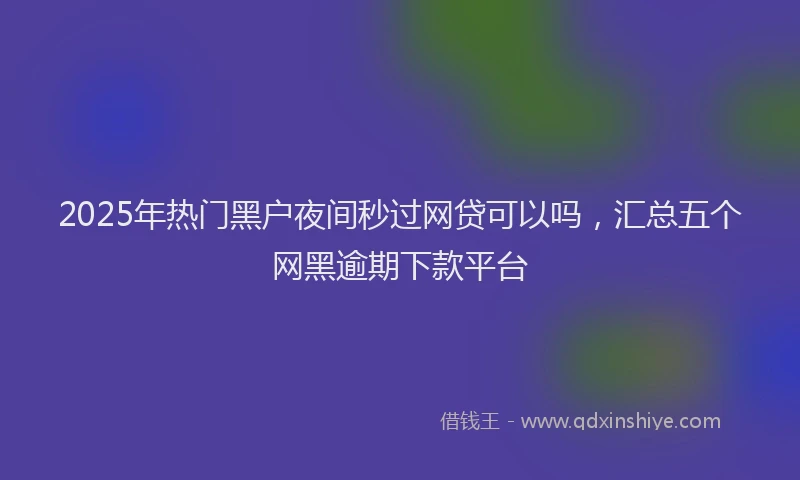 2025年热门黑户夜间秒过网贷可以吗，汇总五个网黑逾期下款平台