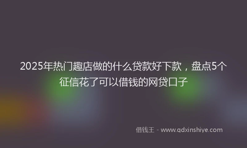 2025年热门趣店做的什么贷款好下款，盘点5个征信花了可以借钱的网贷口子
