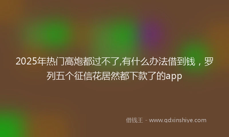 2025年热门高炮都过不了,有什么办法借到钱，罗列五个征信花居然都下款了的app
