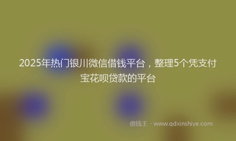 2025年热门银川微信借钱平台，整理5个凭支付宝花呗贷款的平台
