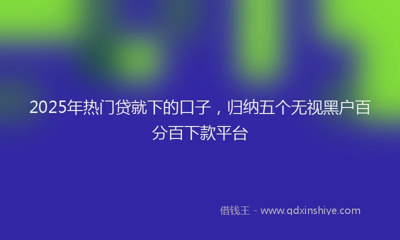 2025年热门贷就下的口子，归纳五个无视黑户百分百下款平台
