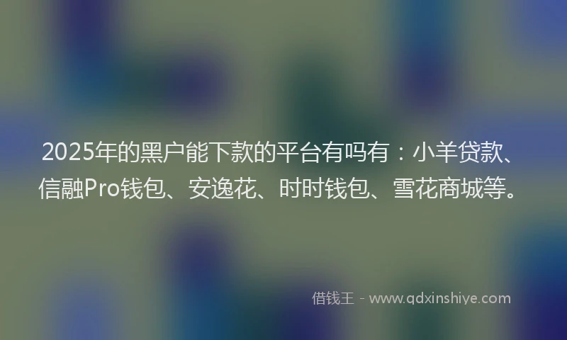 2025年的黑户能下款的平台有吗有：小羊贷款、信融Pro钱包、安逸花、时时钱包、雪花商城等。